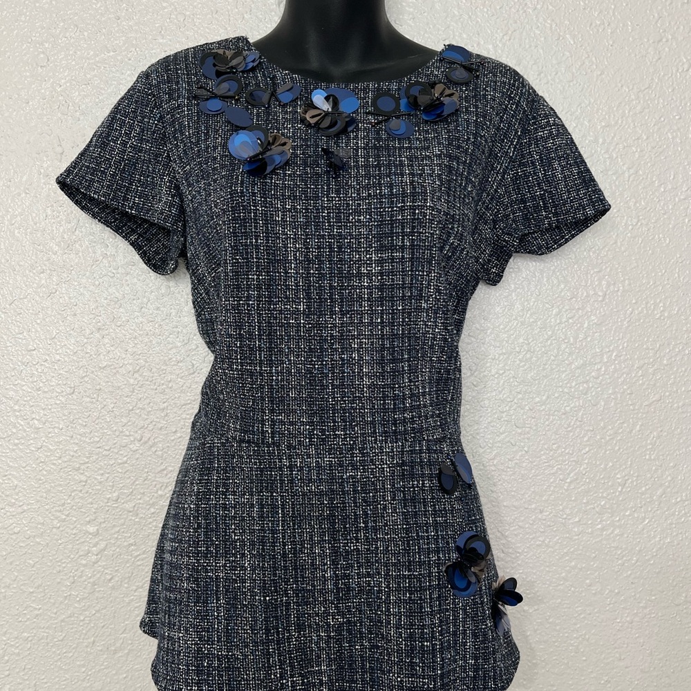 BANANA REPUBLIC Blue and Black Textured Mini Dress